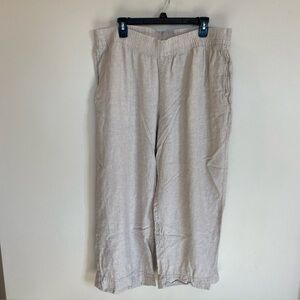Old Navy Wide Leg Pants Womens Xl Beige Linen Blend Pull On High Rise